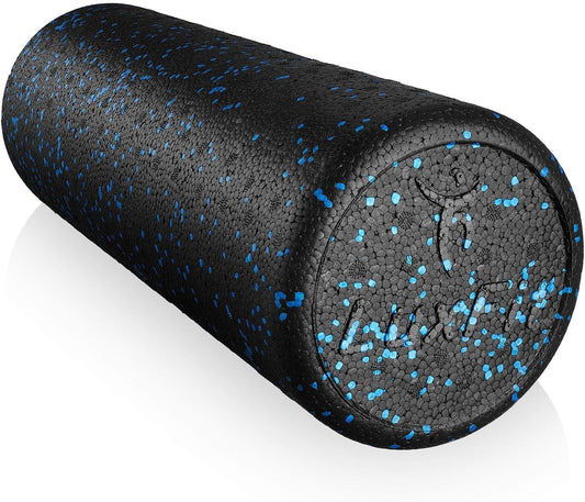 Extra Firm Speckled Foam Roller with Online Instructional Video (Blue, 18-Inch)
